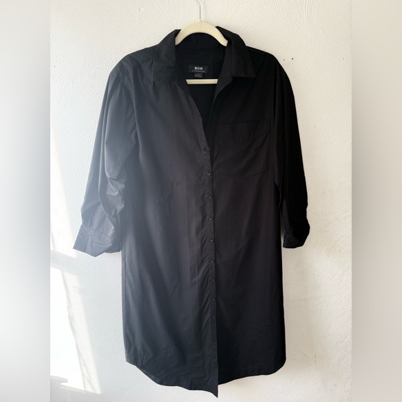 Maeve Anthropologie Soren Black Long Sleeve Button-Front Midi Shirt Dress S-P - Picture 3 of 6